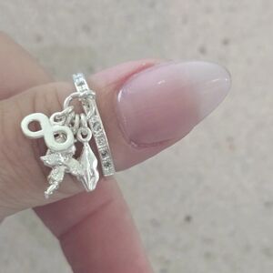 925 Mexican Sterling Silver Love Cupid Ring w/ Infinity Lips Heart CZ Size 6.5